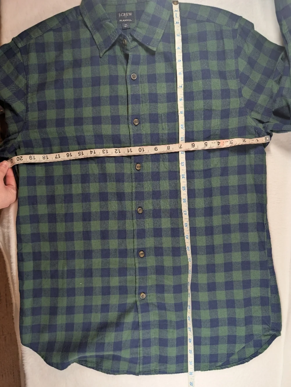 J. Crew Blue and Green Plaid Flannel Long-Sleeve Button-Down Shirt M